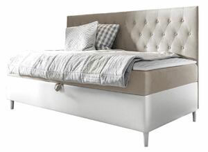 Pat boxspring Lucus IIBoxspring, Single, Crem, 80x200, Tapiterie, Piele ecologică, Somiera patSomiera pat, 9x20x12cm