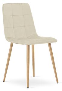Scaun Bucatarie/Dining Jacob Bej Catifea Picoare Metalice Finisaj Lemn