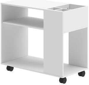 HOMCOM Dulap pentru Imprimantă cu Roți, Dulap Multifuncțional cu Compartimente Deschise, Raft și Spațiu de Depozitare, Noptieră pentru Living, Cameră sau Birou, 70x36x60 cm, Alb | Aosom Romania