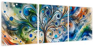 Tablou – Arbore energetic colorat (cu ceas) (90x30 cm)
