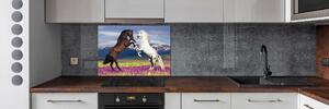 Panou sticlă decorativa bucătărie cai de luptă în avans