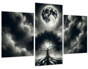 Tablou – Arbore alb-negru în lună plină (90x60 cm)