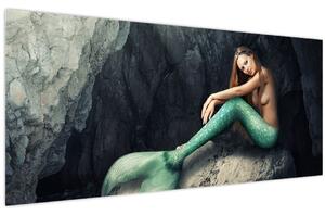 Tablou - Sirena pe stâncă (120x50 cm)