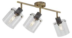Spot de tavan de design bronz cu sticlă transparentă cu 3 lumini - Domo