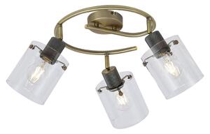 Spot de tavan de design bronz cu sticlă transparentă rotundă cu 3 lumini - Domo