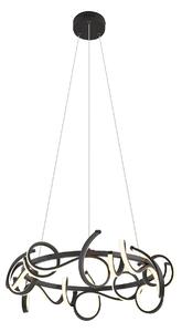 Lampă suspendată de design neagră rotundă cu dimmer în 3 trepte - Krisscross