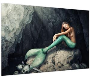 Tablou - Sirena pe stâncă (90x60 cm)