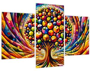 Tablou – Arbore colorat cu mere (90x60 cm)