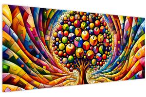 Tablou – Arbore colorat cu mere (120x50 cm)