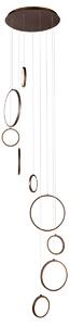 Lampă suspendată de design bronz închis cu 9 lumini, incl. LED, cu dimmer în 3 trepte - Vide Anella