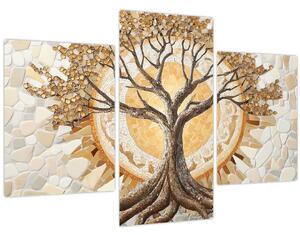 Tablou – Arborele vieții auriu în mozaic (90x60 cm)