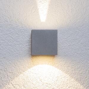 Lucande LED lumina de perete în aer liber Jarno, argint, metal, 9cm, Gri, Metal, Modern, Priză de perete sus / jos