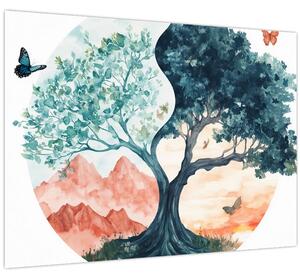 Tablou – Arbore acvarelă plin de viață (70x50 cm)
