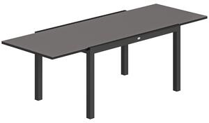 Outsunny Masă de Grădină Extensibilă pentru 8-10 Persoane 140/240x90 cm, Masă de Dining Extensibilă cu Blat din Sticlă Securizată, Masă de Exterior pentru Terasă, Balcon, Negru | Aosom Romania
