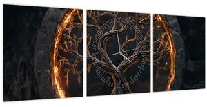 Tablou – Arborele vieții în lavă I. (cu ceas) (90x30 cm)