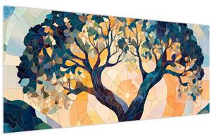 Tablou – Mozaic – soare și arbore II. (120x50 cm)