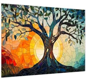 Tablou – Mozaic – soare și arbore I. (70x50 cm)