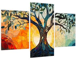 Tablou – Mozaic – soare și arbore I. (90x60 cm)