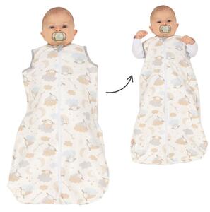 Sac de dormit copii multifunctional cu sistem infasat incorporat din bumbac flausat 0-6 luni Kidizi SnuggleNest On a Cloud Pastel, 1 tog