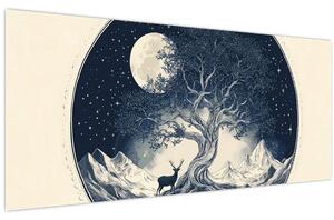 Tablou – Arbore magic cu cerb I. (120x50 cm)