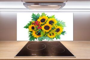 Sticlă printata bucătărie buchet de floarea-soarelui