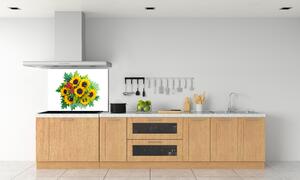 Sticlă printata bucătărie buchet de floarea-soarelui