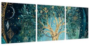Tablou – Arborele vieții în univers (cu ceas) (90x30 cm)