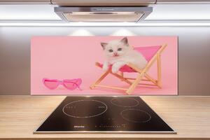 Panou sticlă bucătărie Cat pe un șezlong