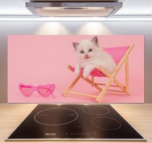 Panou sticlă bucătărie Cat pe un șezlong
