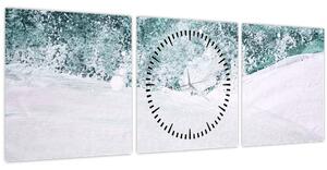 Tablou - Turcoaz abstractizare (cu ceas) (90x30 cm)