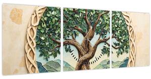 Tablou – Arborele vieții împletit (cu ceas) (90x30 cm)
