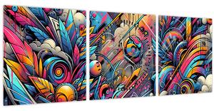 Tablou - Graffiti multicolor (cu ceas) (90x30 cm)