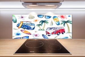 Panou sticlă decorativa bucătărie simboluri de surfing