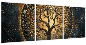Tablou – Arbore cu aură aurie (cu ceas) (90x30 cm)