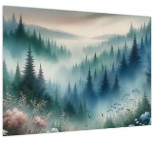 Tablou - Peisaj forestier cu ceață (70x50 cm)