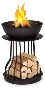 Blumfeldt Nantai High 2 în 1- vatră: vatră și grătar, grătar Ø 50 cm, compartiment de depozitare a lemnului