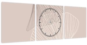 Tablou - Frunze bej N⁰2 (cu ceas) (90x30 cm)