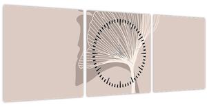Tablou - Frunze bej N⁰4 (cu ceas) (90x30 cm)