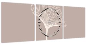 Tablou - Frunze bej N⁰5 (cu ceas) (90x30 cm)