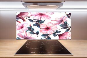 Panou sticlă decorativa bucătărie flori de hibiscus