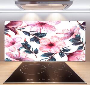 Panou sticlă decorativa bucătărie flori de hibiscus