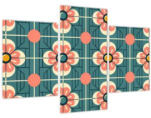 Tablou - Model retro cu flori (90x60 cm)