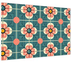 Tablou - Model retro cu flori (90x60 cm)