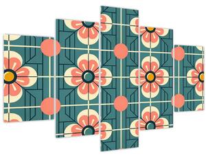 Tablou - Model retro cu flori (150x105 cm)