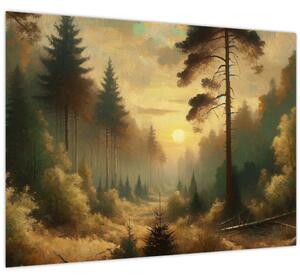 Tablou - Soare strălucind prin pădure (70x50 cm)
