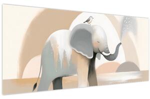 Tablou - Elefant în culori pastel (120x50 cm)