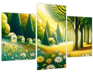 Tablou - Sat în galben-verde (90x60 cm)