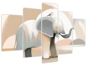 Tablou - Elefant în culori pastel (150x105 cm)