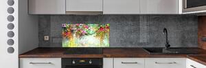 Panou perete bucătărie flori multi-colorate