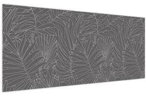 Tablou - Frunze de palmier gri (120x50 cm)
